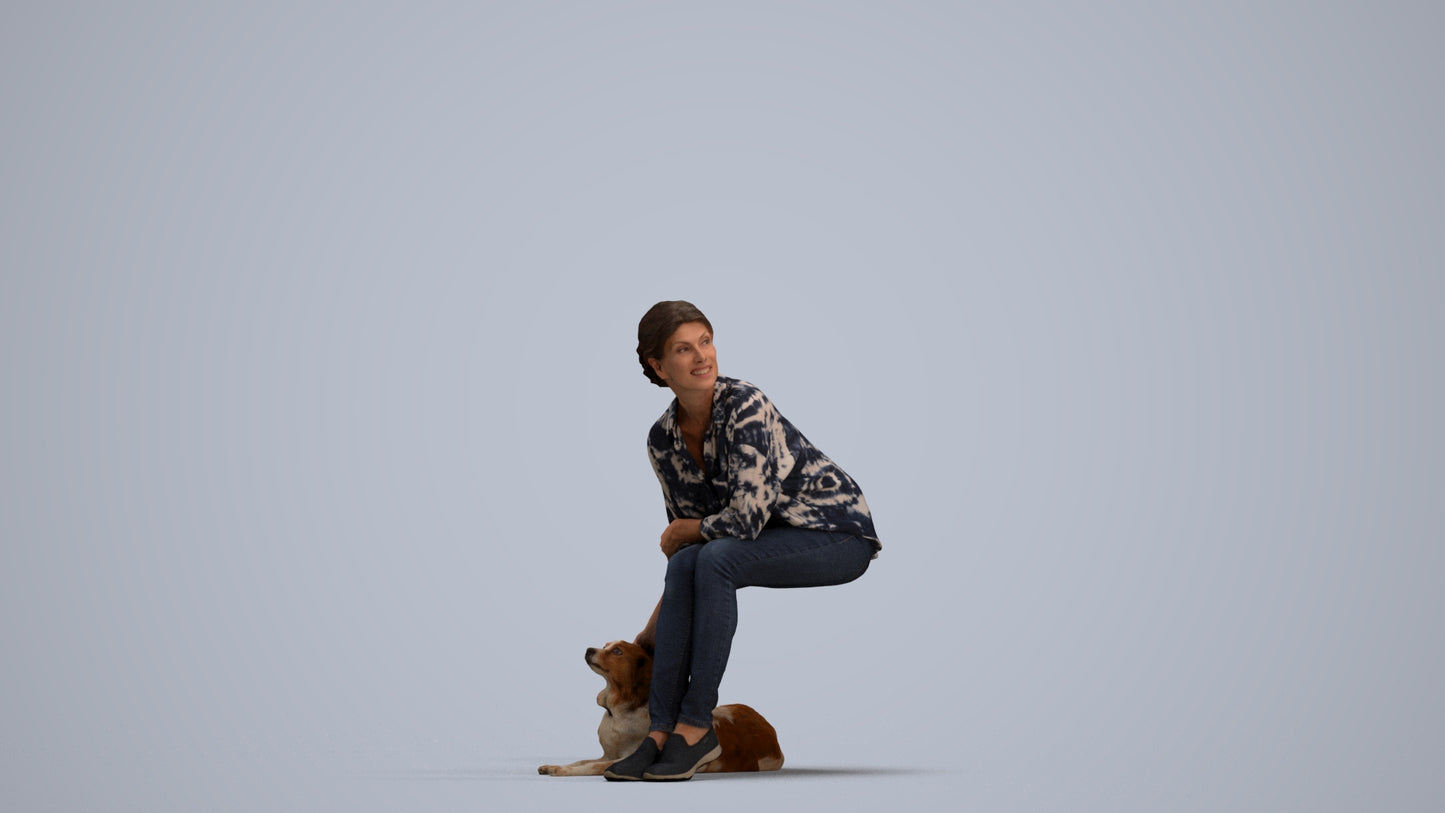 3D people model man casual sitting, scanned human for 3ds Max rendering, standing pose render