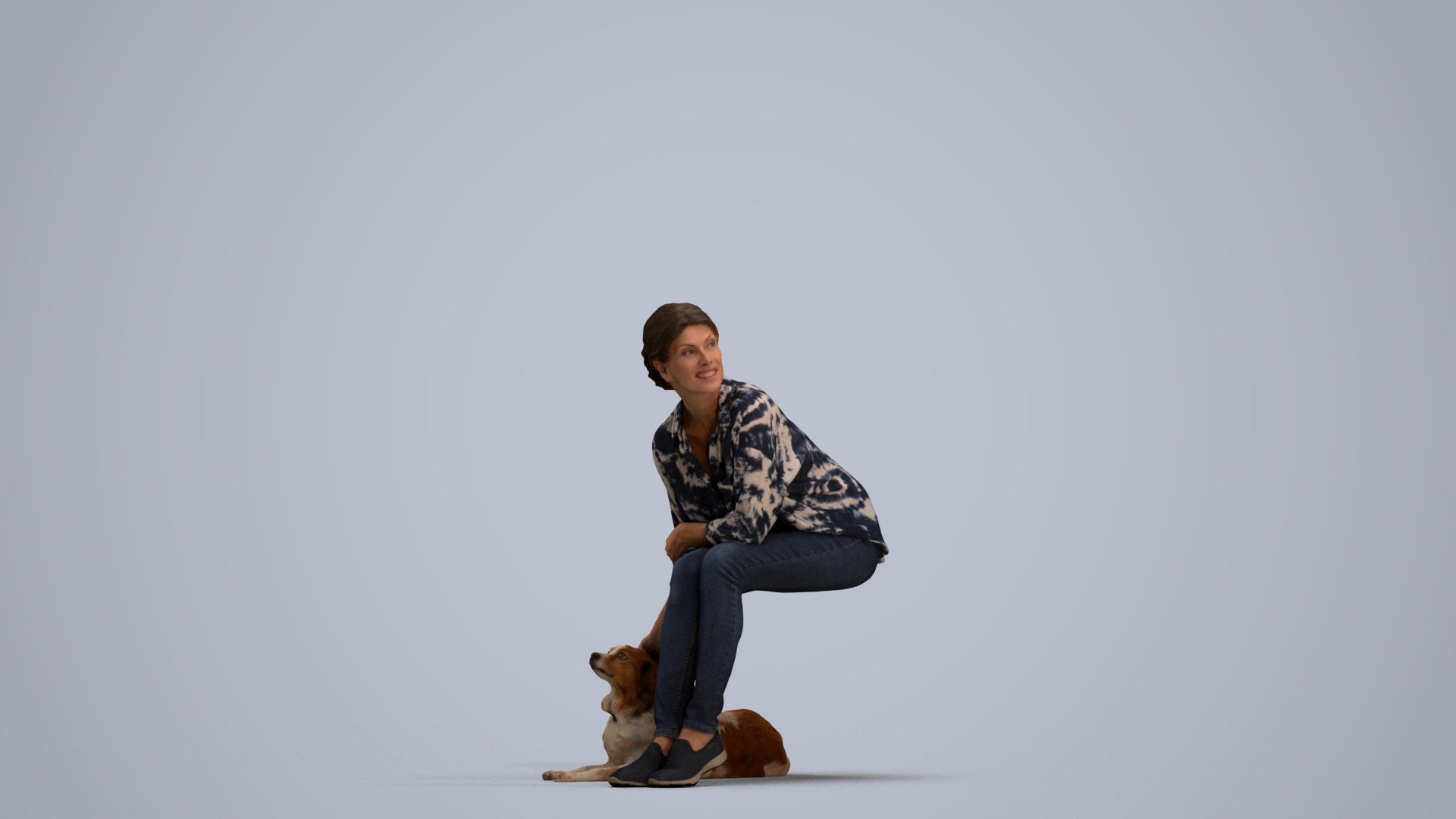 3D people model man casual sitting, scanned human for 3ds Max rendering, standing pose render