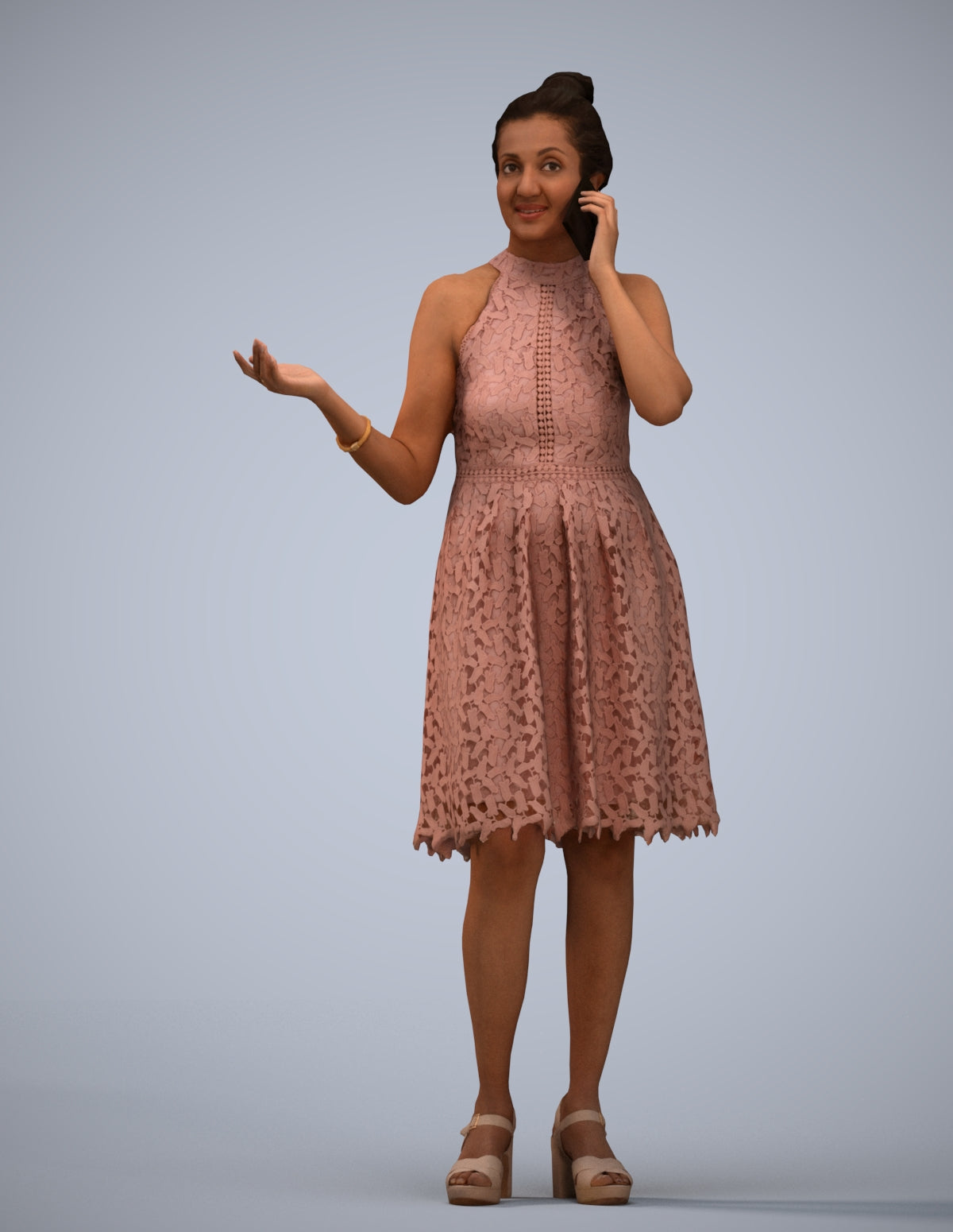 scanned 3D woman formal standing, photogrammetry people for Enscape and V-Ray