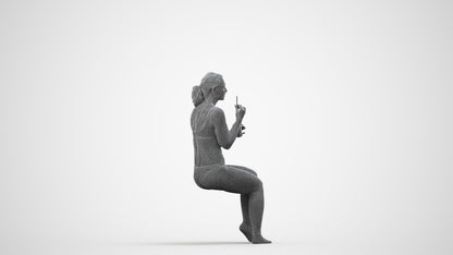 scanned 3D woman pool, photogrammetry people for Enscape and V-Ray, wireframe side view