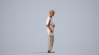 3D people model senior woman medical, scanned human for 3ds Max rendering, side view render