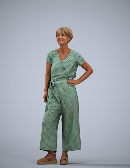3D people model senior woman casual standing, scanned human for 3ds Max rendering