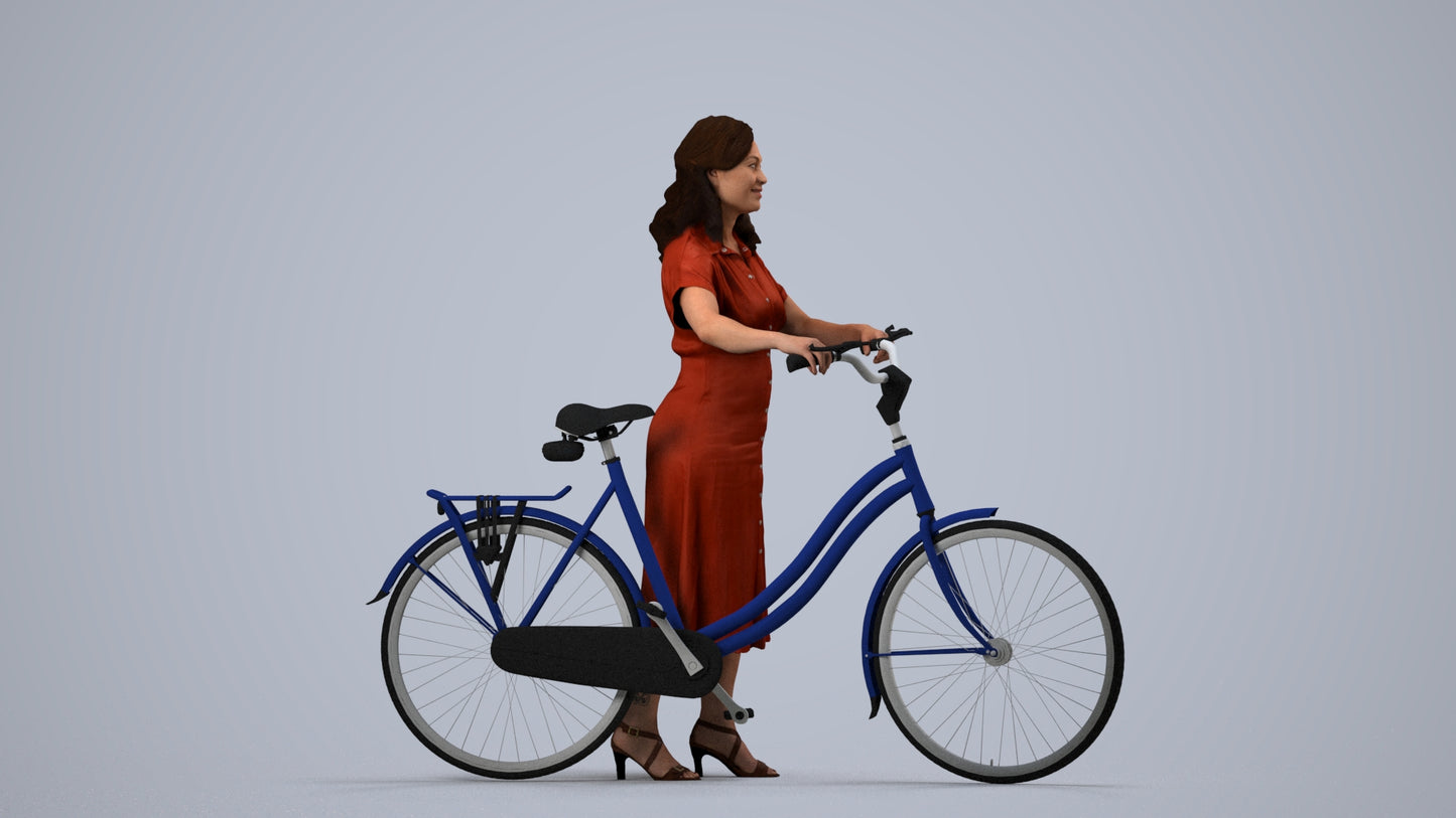 3D people model woman casual mix, scanned human for 3ds Max rendering, side view render