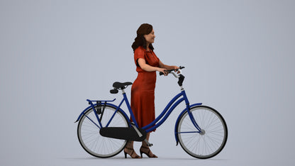3D people model woman casual mix, scanned human for 3ds Max rendering, side view render