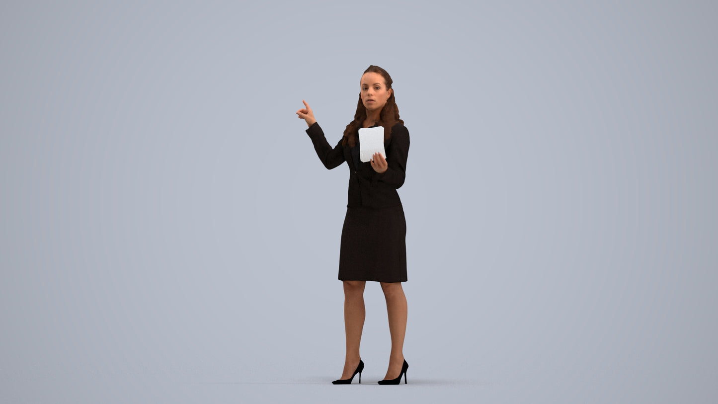 photogrammetry 3D woman business, realistic human model archviz FBX, standing pose render