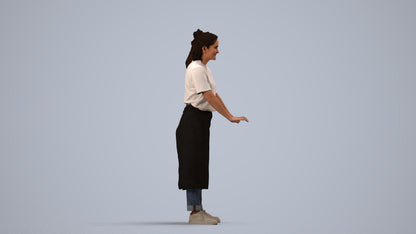 scanned 3D woman hospitality, photogrammetry people for Enscape and V-Ray, side view render