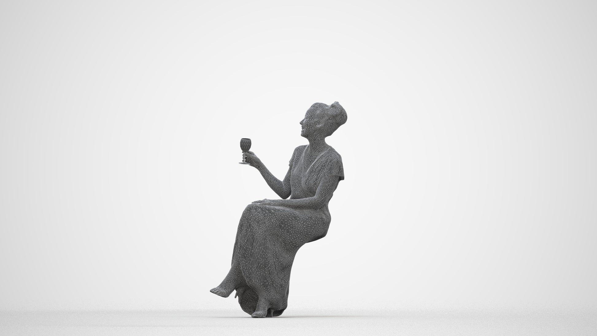 scanned 3D woman formal formalaffairs, photogrammetry people for Enscape and V-Ray, wireframe back view