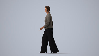 photogrammetry 3D woman business, realistic human model archviz FBX, three-quarter view render