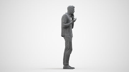 photogrammetry 3D man casual standing, realistic human model archviz FBX, wireframe side view