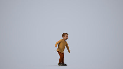photogrammetry 3D boy casual kids, realistic human model archviz FBX, side view render