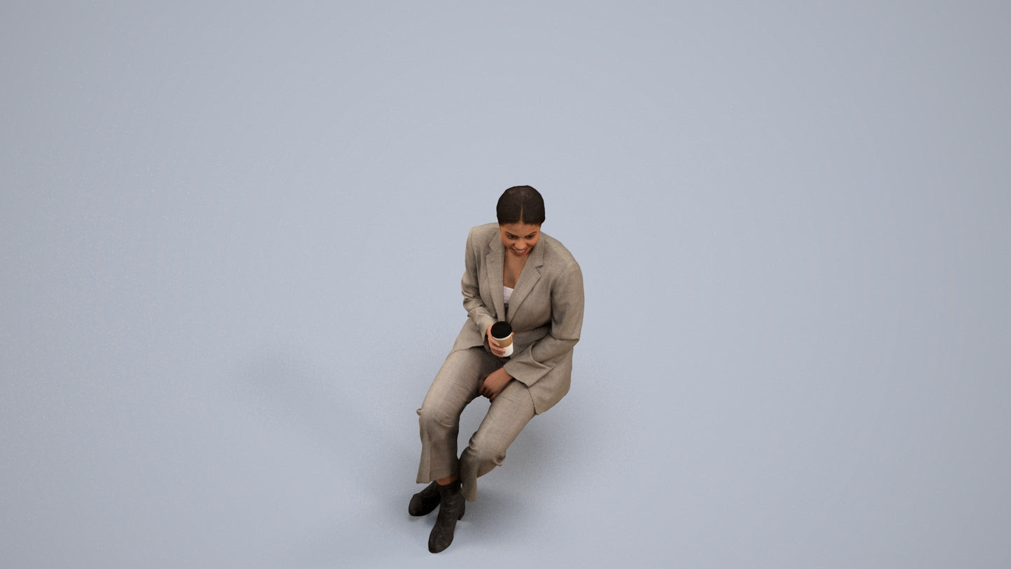 photogrammetry 3D woman business, realistic human model archviz FBX, back view render