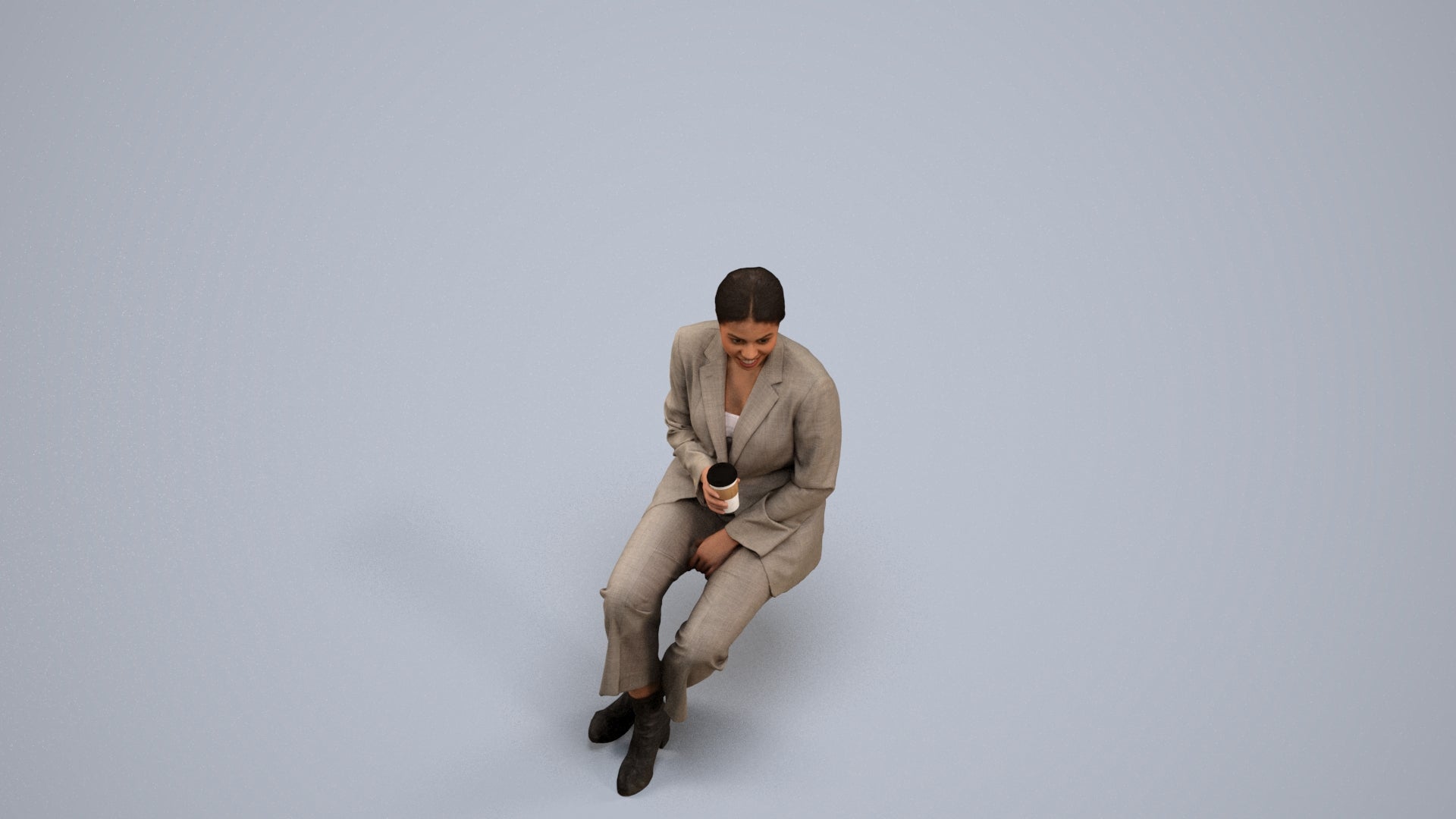 photogrammetry 3D woman business, realistic human model archviz FBX, back view render