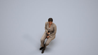 photogrammetry 3D woman business, realistic human model archviz FBX, back view render