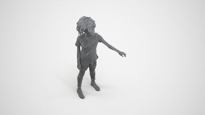 3D human model woman sport, photogrammetry scanned person for archviz, wireframe three-quarter view