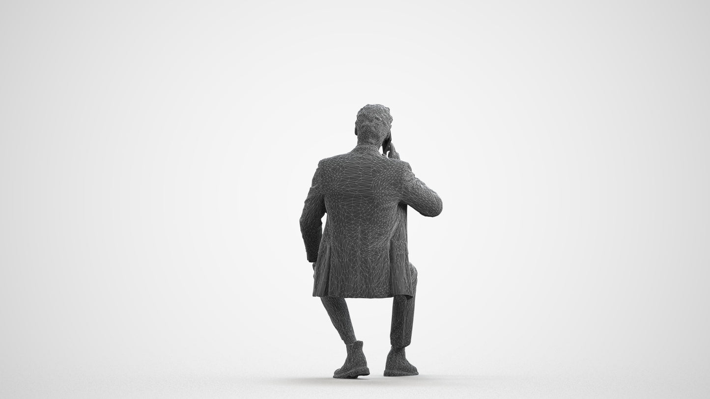 scanned 3D man business, photogrammetry people for Enscape and V-Ray, wireframe front view