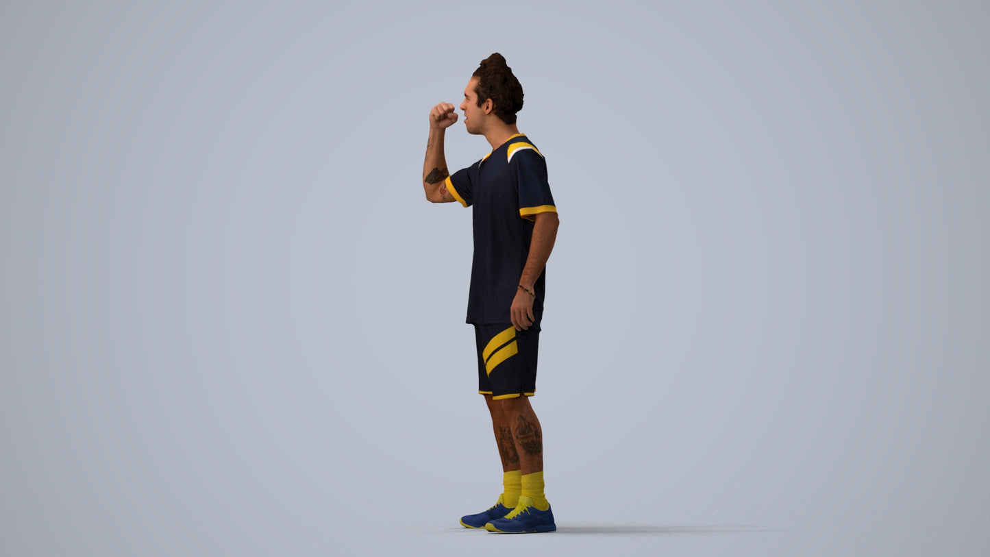 3D people model man sport, scanned human for 3ds Max rendering, three-quarter view render