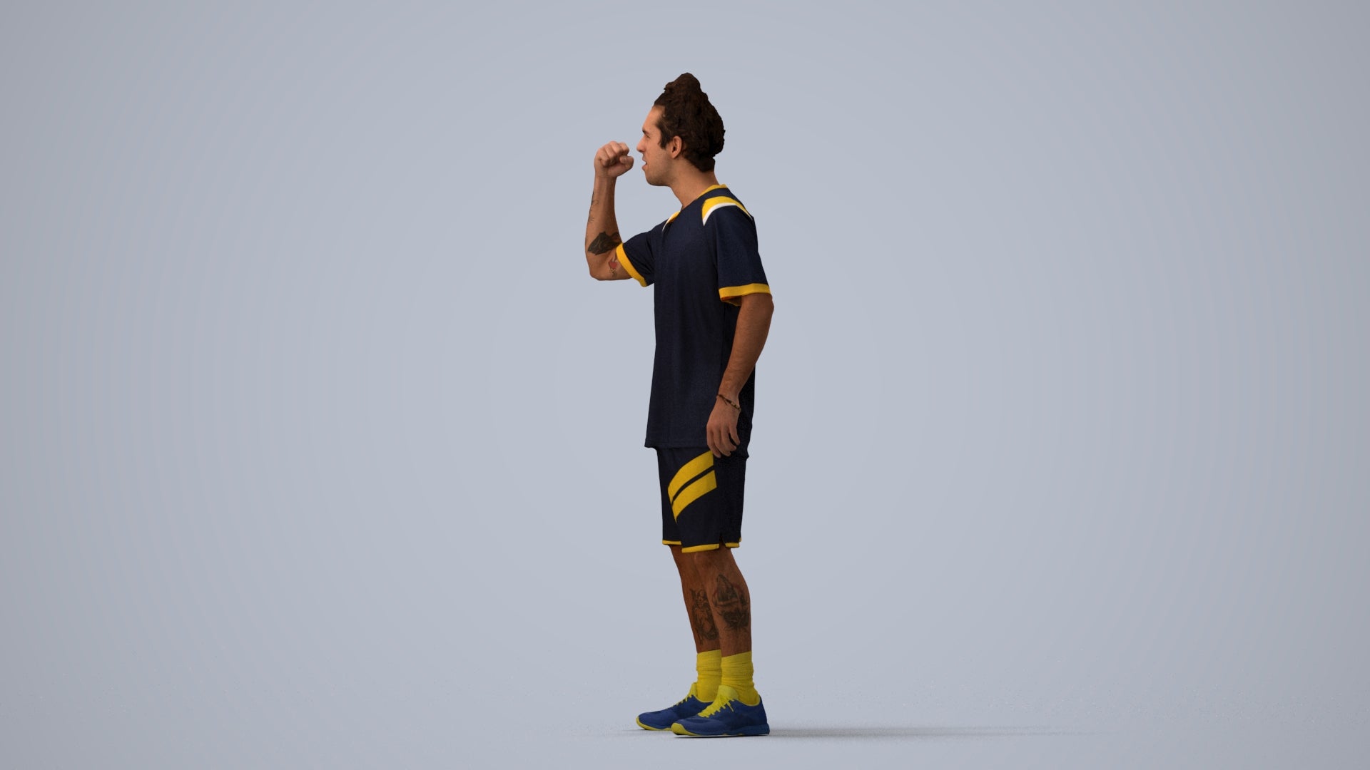 3D people model man sport, scanned human for 3ds Max rendering, three-quarter view render