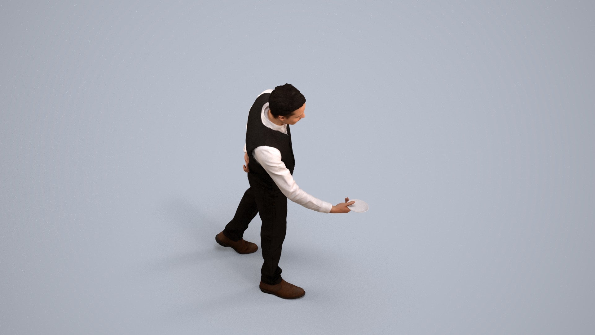 3D scanned man hospitality, photorealistic archviz people for Enscape and SketchUp, back view render