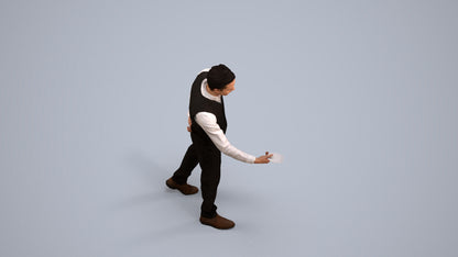 3D scanned man hospitality, photorealistic archviz people for Enscape and SketchUp, back view render