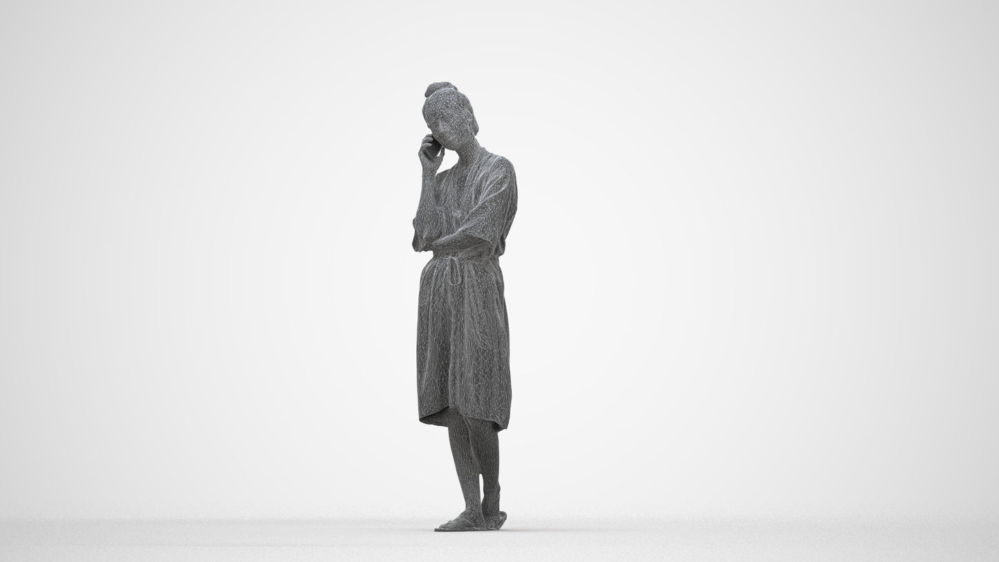 realistic 3D human woman pool, archviz people FBX OBJ for Blender, wireframe back view