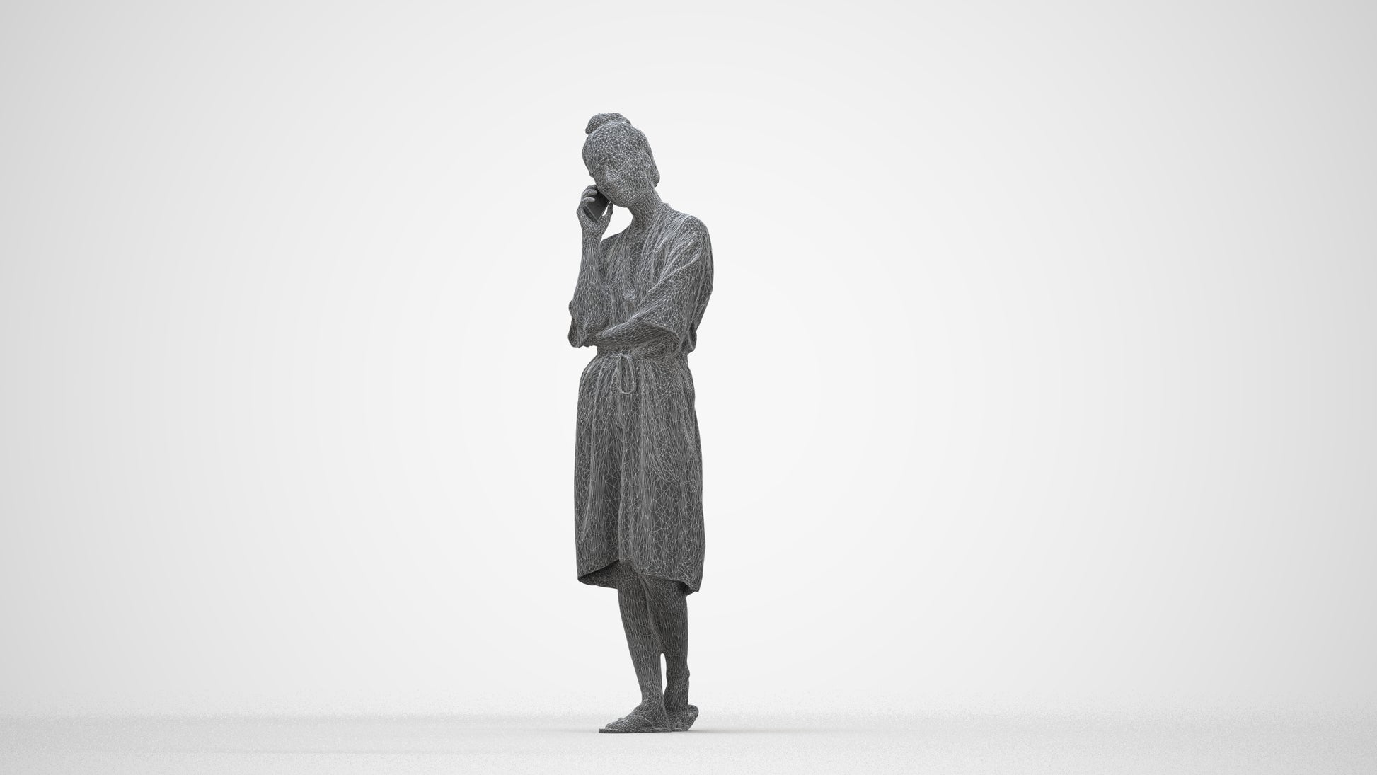 realistic 3D human woman pool, archviz people FBX OBJ for Blender, wireframe back view