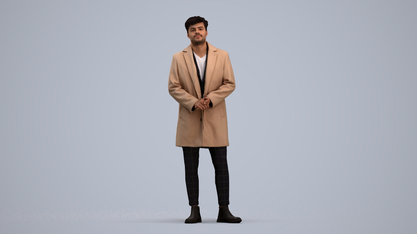 realistic 3D human man business standing, archviz people FBX OBJ for Blender, standing pose render