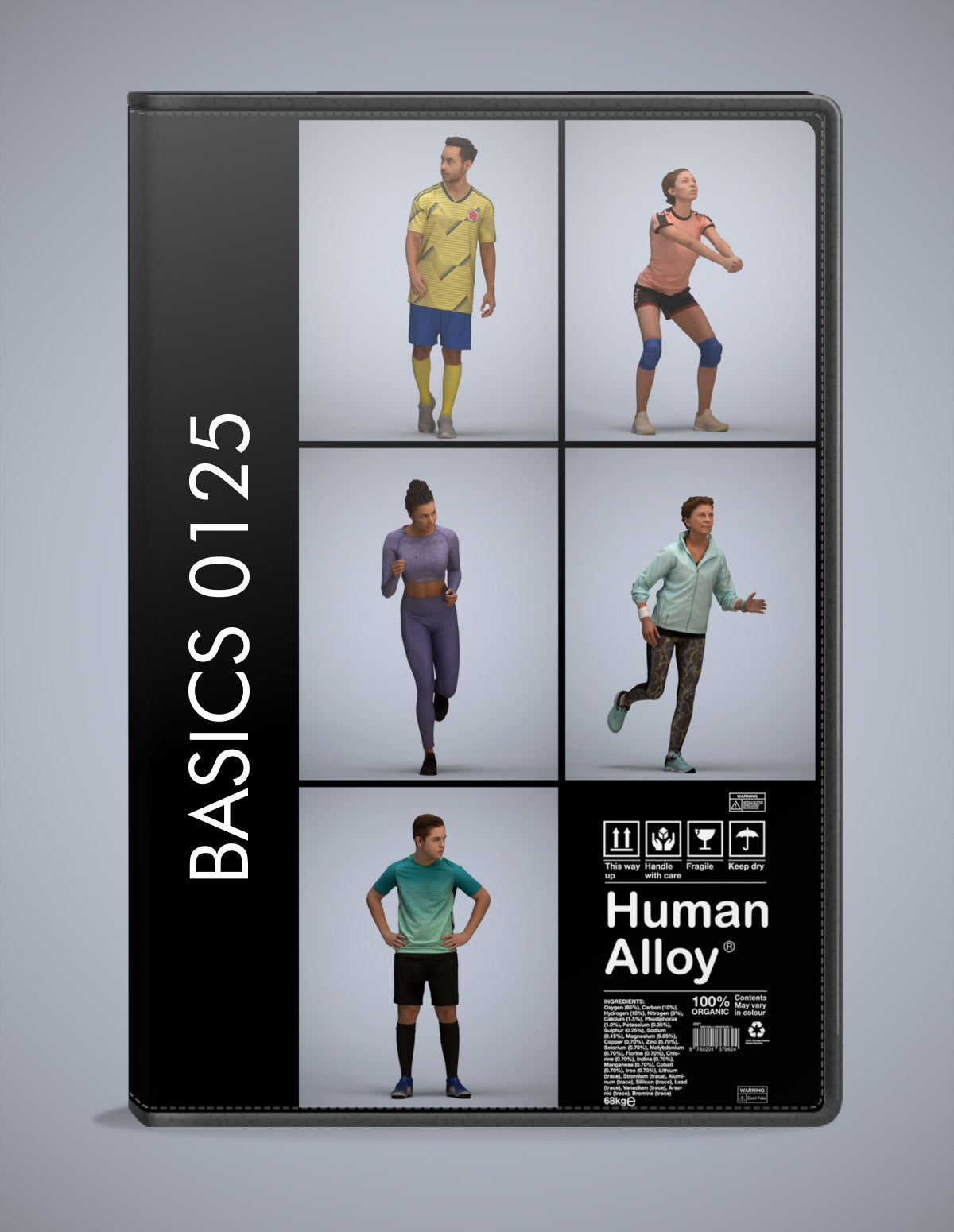 realistic 3D people sport set, 5 render-ready models for V-Ray and Corona