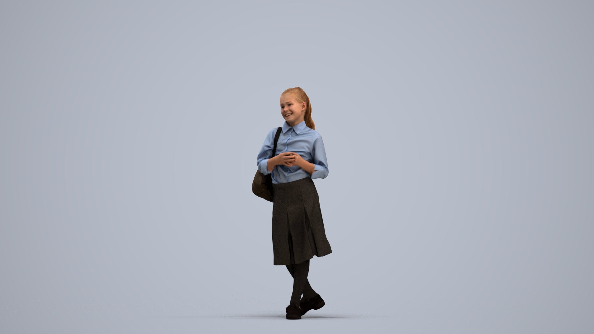 3D human model girl kids, photogrammetry scanned person for archviz, standing pose render