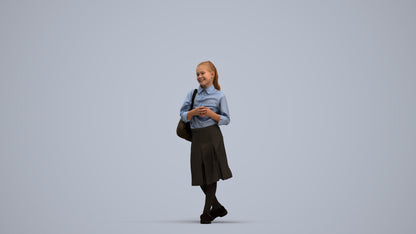 3D human model girl kids, photogrammetry scanned person for archviz, standing pose render