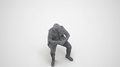 3D people model man business, scanned human for 3ds Max rendering, wireframe three-quarter view