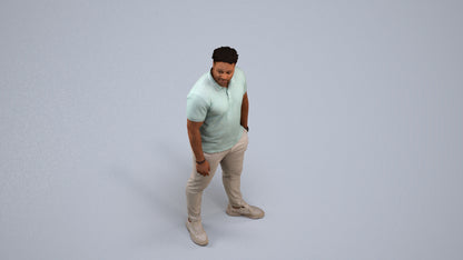 3D human model man casual standing, photogrammetry scanned person for archviz, back view render