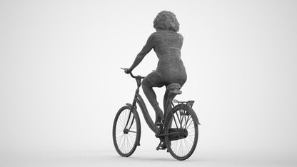 photogrammetry 3D woman casual cycling, realistic human model archviz FBX, wireframe front view