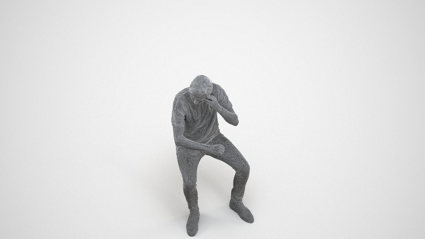3D people model man casual couple, scanned human for 3ds Max rendering, wireframe three-quarter view