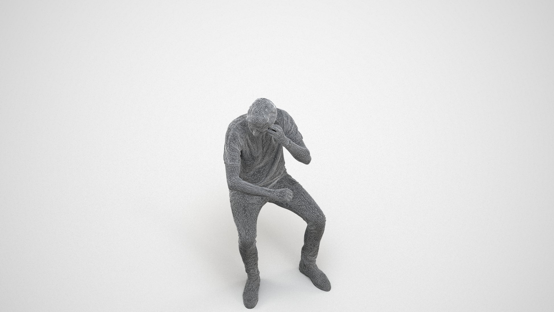 3D people model man casual couple, scanned human for 3ds Max rendering, wireframe three-quarter view