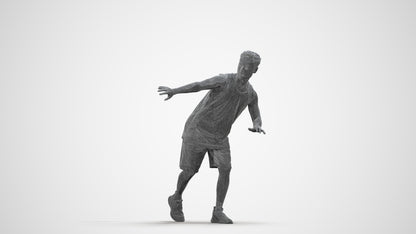 3D people model man sport, scanned human for 3ds Max rendering, wireframe side view