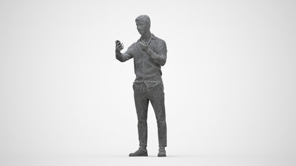 photogrammetry 3D man casual standing, realistic human model archviz FBX, wireframe back view