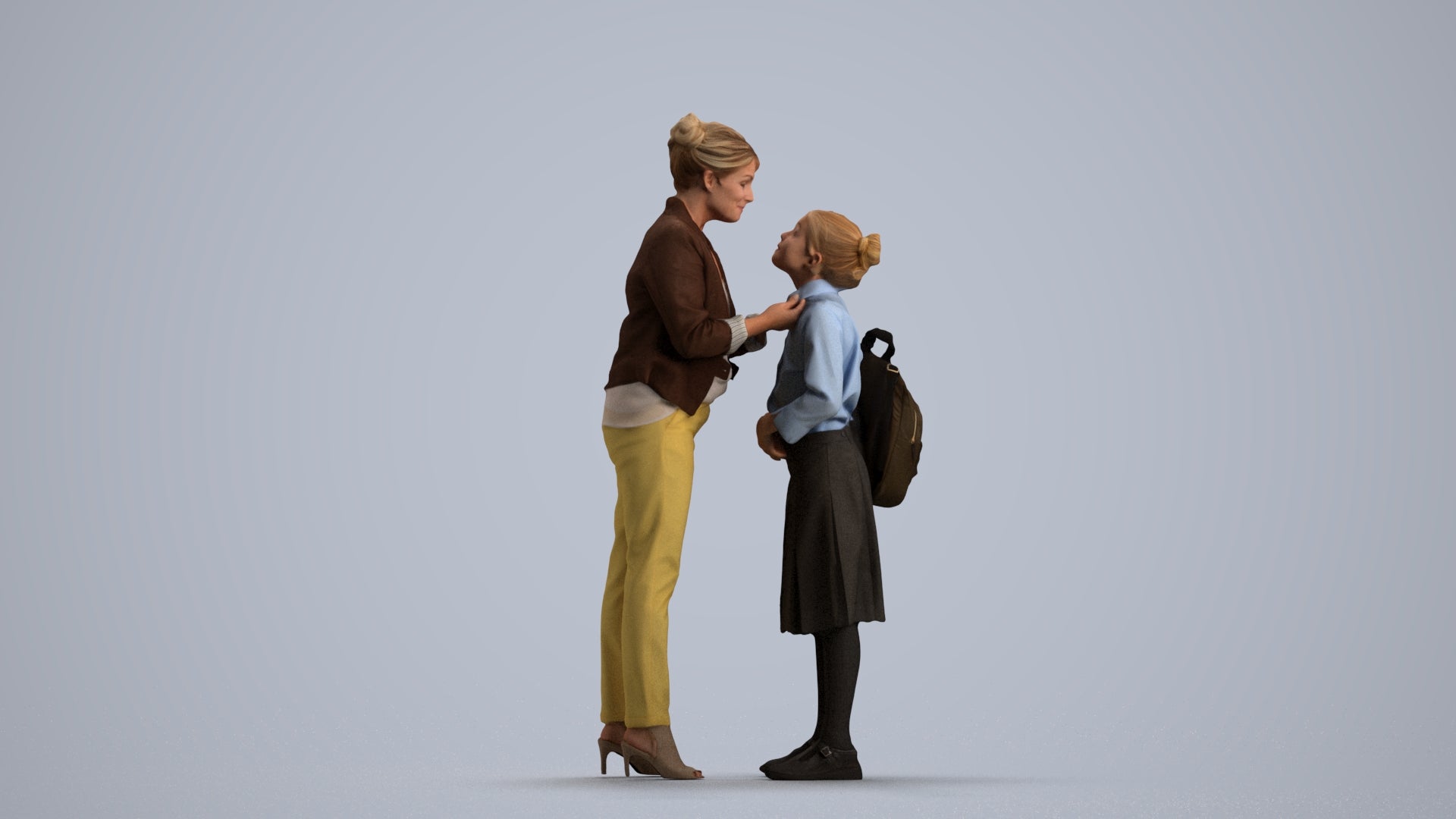 3D scanned girl kids casual, photorealistic archviz people for Enscape and SketchUp, front view render