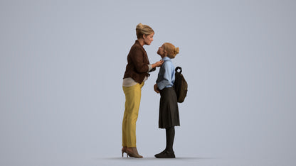 3D scanned girl kids casual, photorealistic archviz people for Enscape and SketchUp, front view render