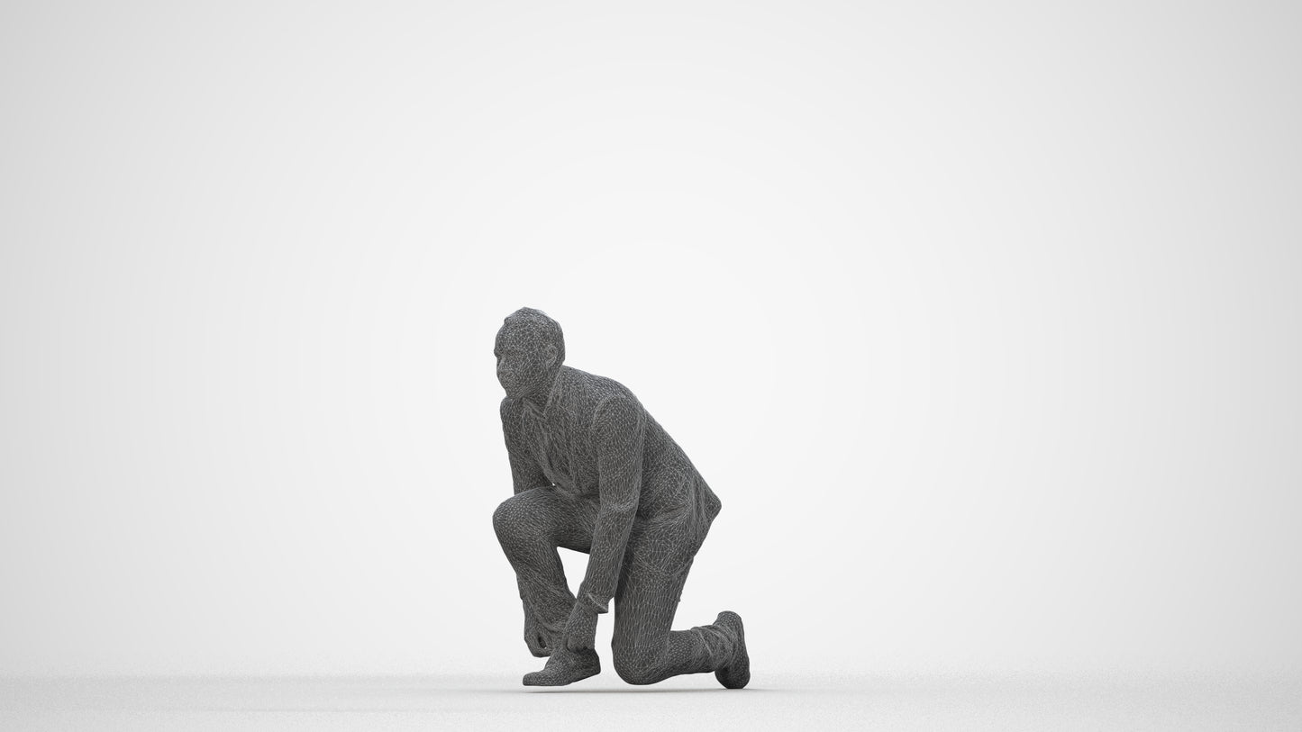 scanned 3D man business standing, photogrammetry people for Enscape and V-Ray, wireframe back view