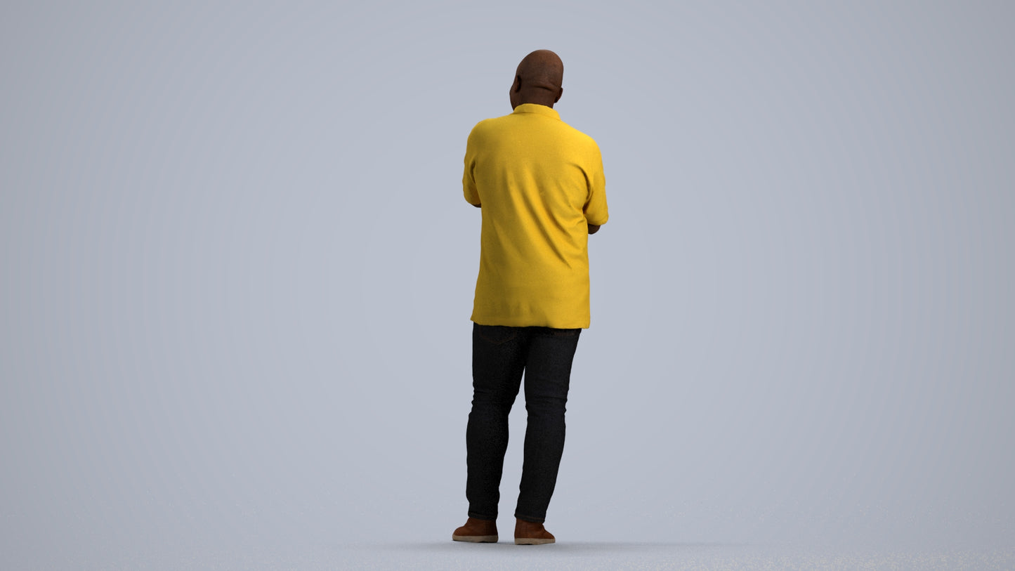 scanned 3D man casual standing, photogrammetry people for Enscape and V-Ray, front view render