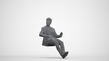 3D human model man casual business, photogrammetry scanned person for archviz, three-quarter front view render