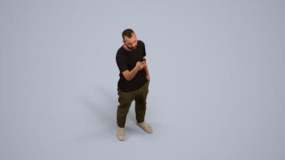 3D people model man casual standing, scanned human for 3ds Max rendering, back view render