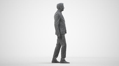 scanned 3D man business, photogrammetry people for Enscape and V-Ray, wireframe side view