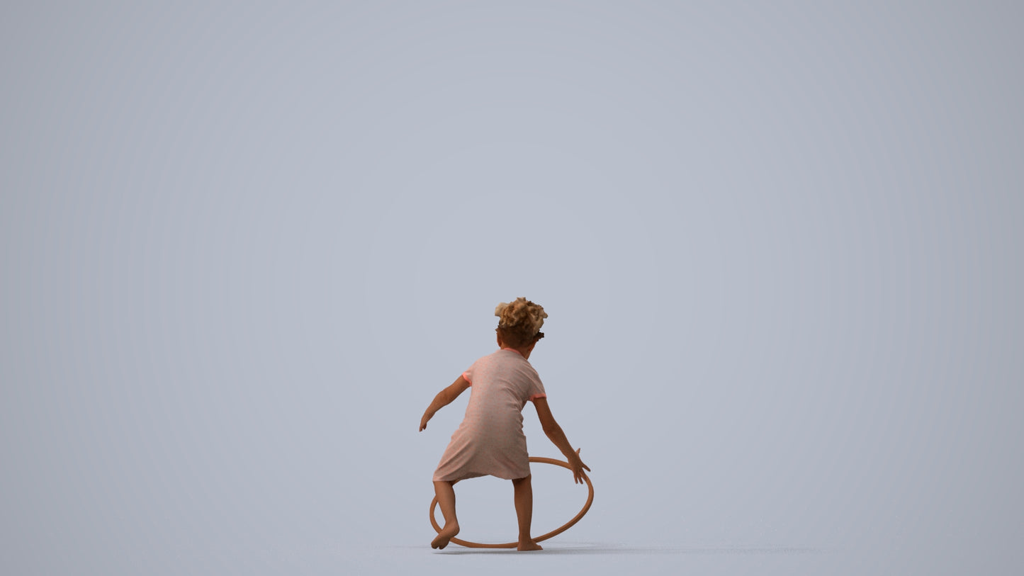 realistic 3D people girl casual kids, render-ready for V-Ray and Corona, FBX OBJ, three-quarter view render