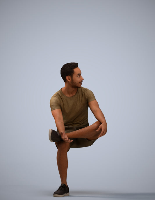 3D people model man casual sitting, scanned human for 3ds Max rendering