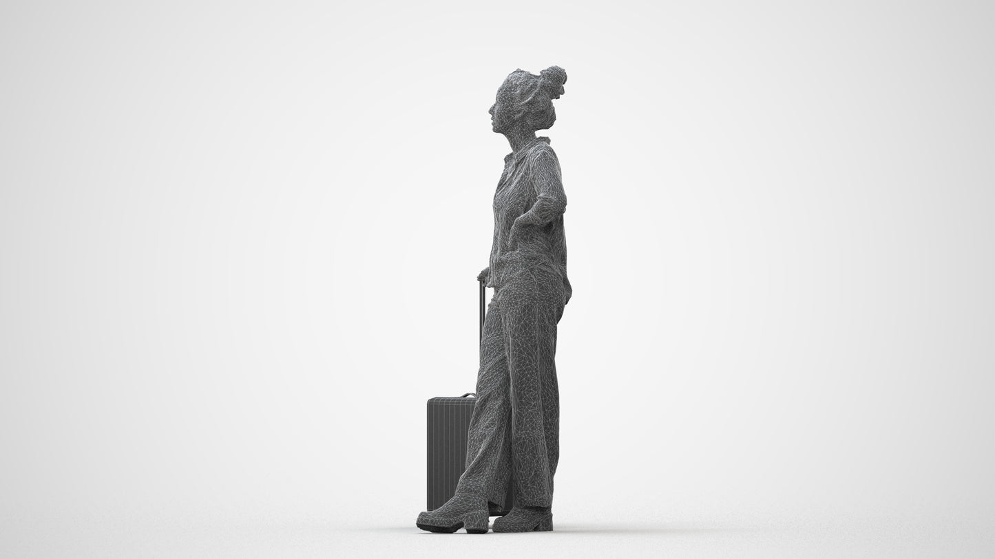 photogrammetry 3D woman casual standing, realistic human model archviz FBX, square thumbnail