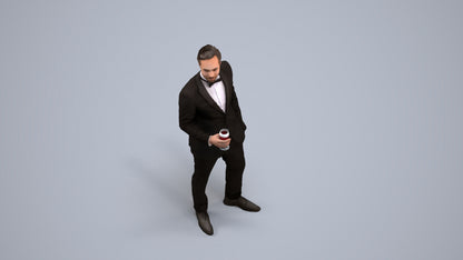 scanned 3D man formal formalaffairs, photogrammetry people for Enscape and V-Ray, back view render