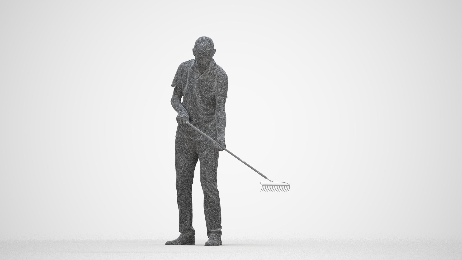 realistic 3D people senior man casual standing, render-ready for V-Ray and Corona, FBX OBJ, three-quarter front view render
