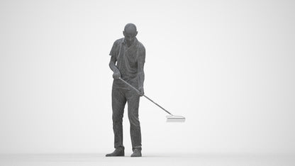 realistic 3D people senior man casual standing, render-ready for V-Ray and Corona, FBX OBJ, three-quarter front view render