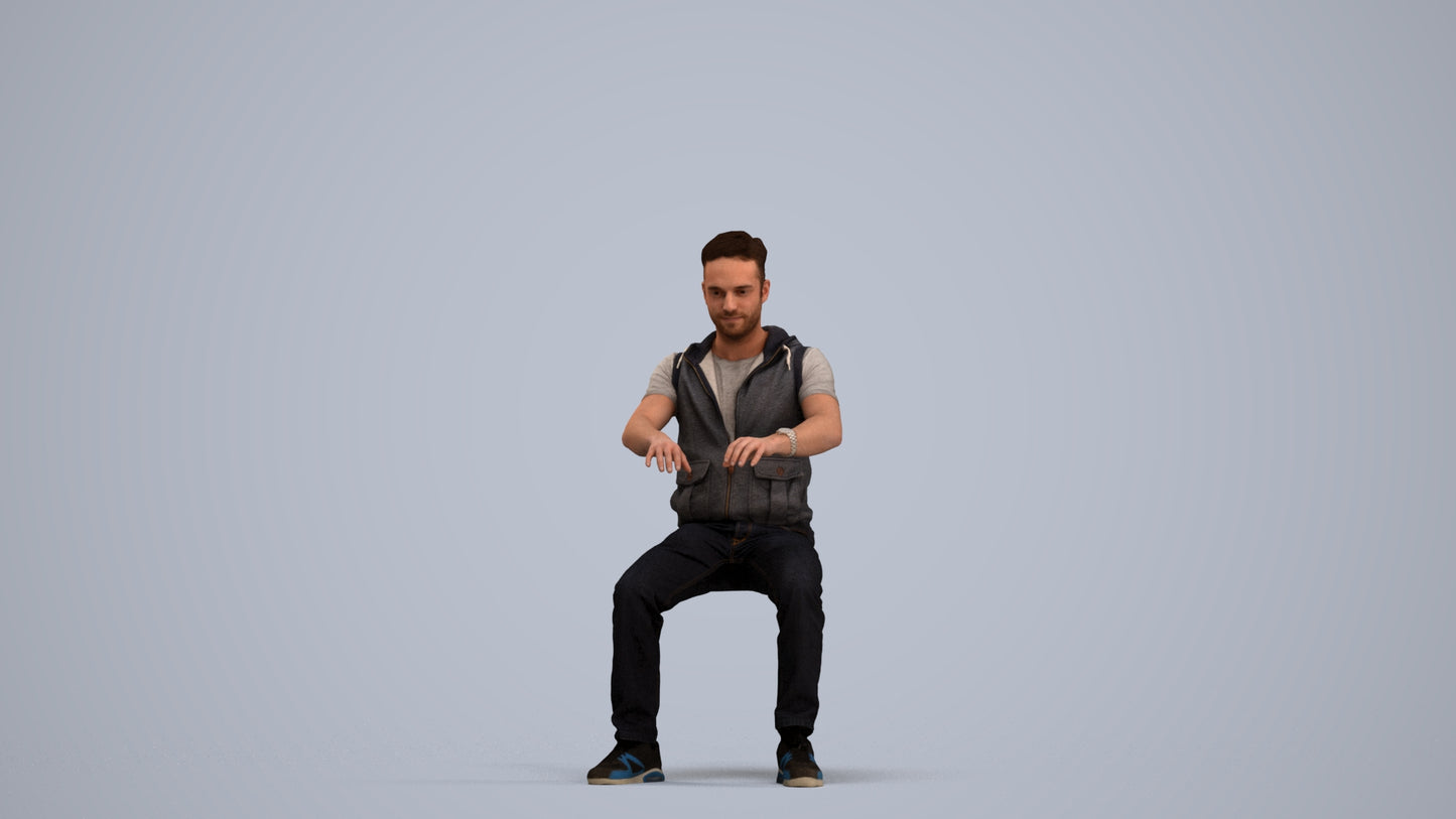 realistic 3D people man casual business, render-ready for V-Ray and Corona, FBX OBJ, standing pose render